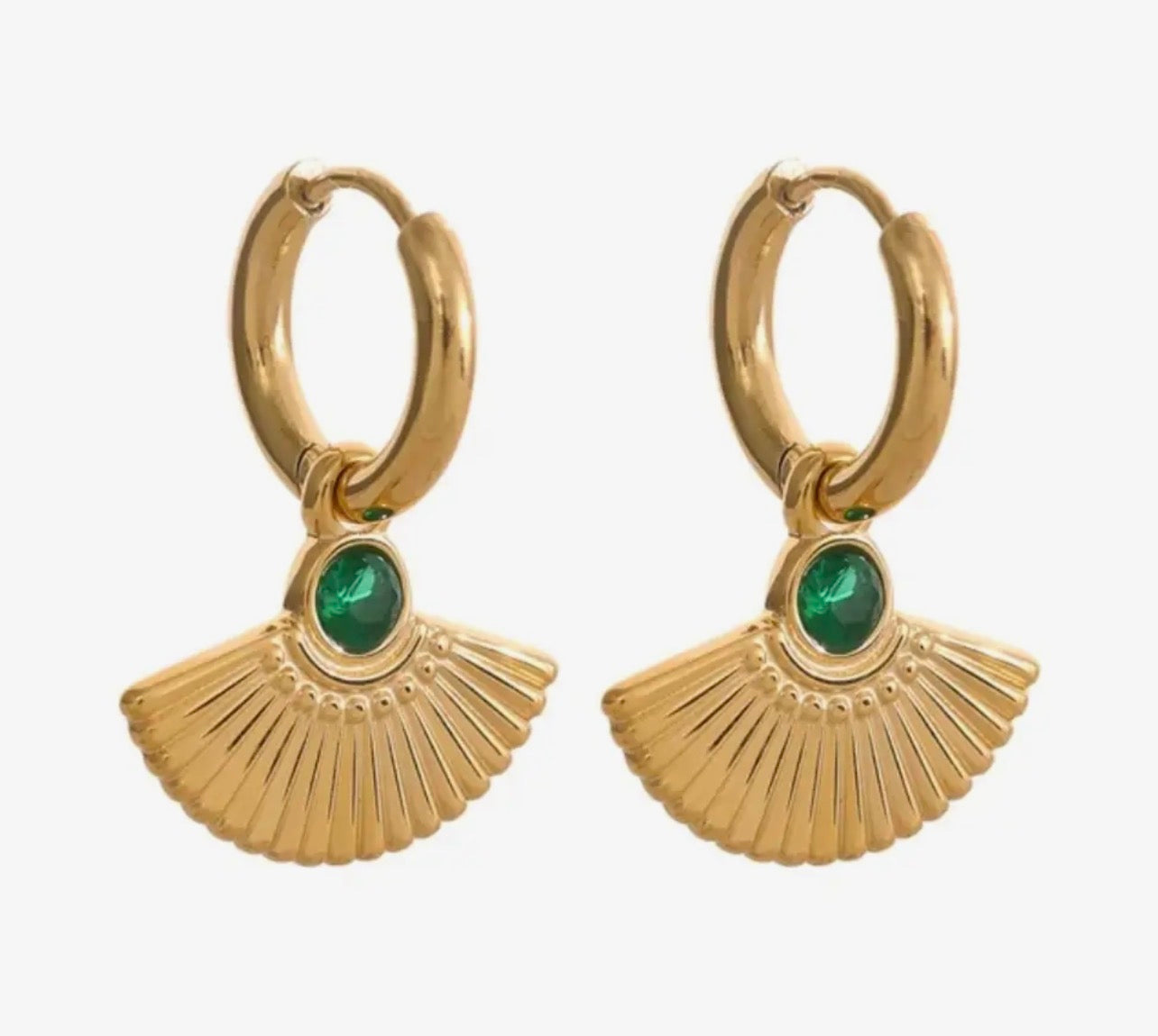 Fan Hoop earrings - Green