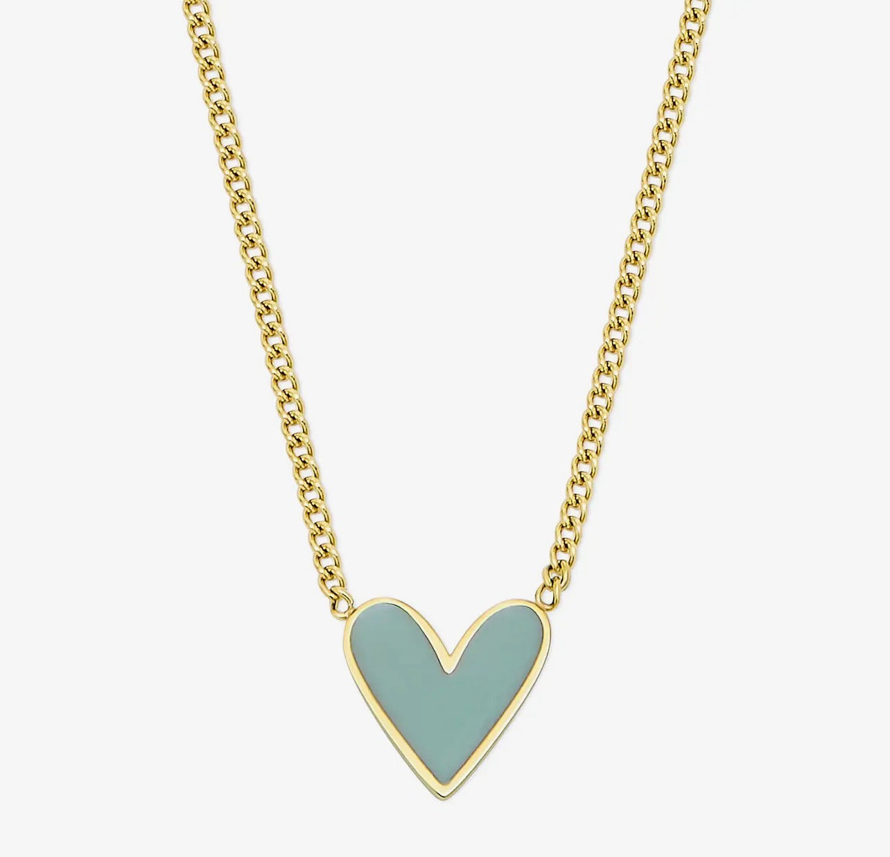 Gold Plated Heart Necklace with Mint Enamel