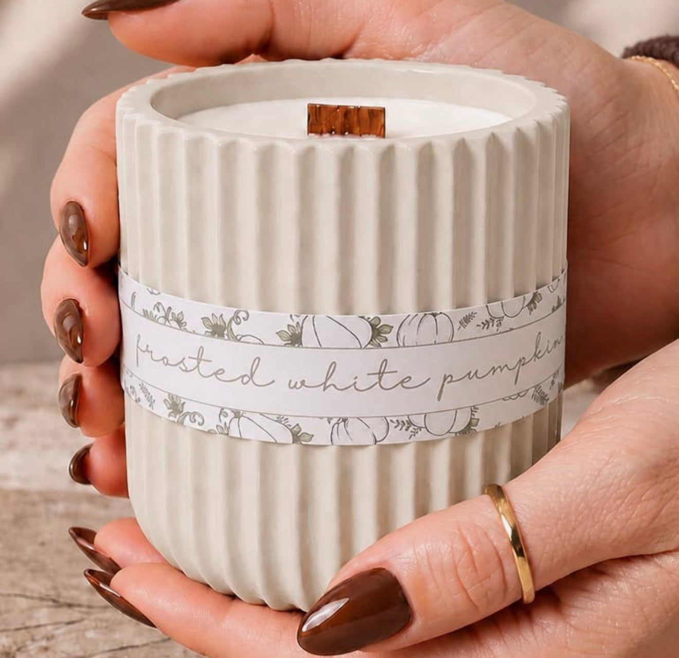 Frosted White Pumpkin Candle