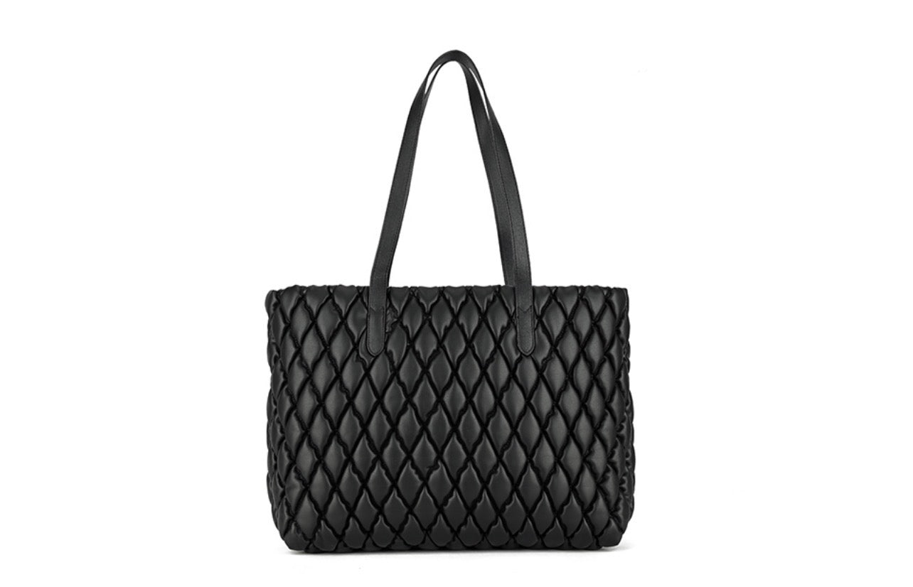 Black Quilted Tote Bag