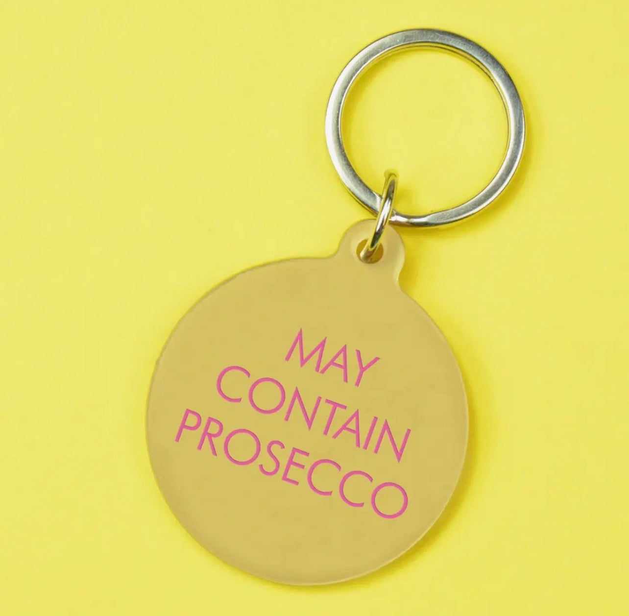 'May contain prosecco' keytag