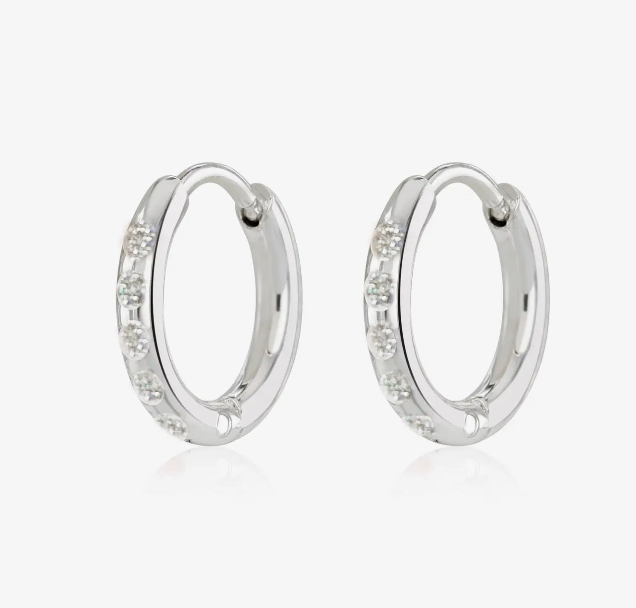 Silver Plated Huggie Earrings with Glitter Enamel
