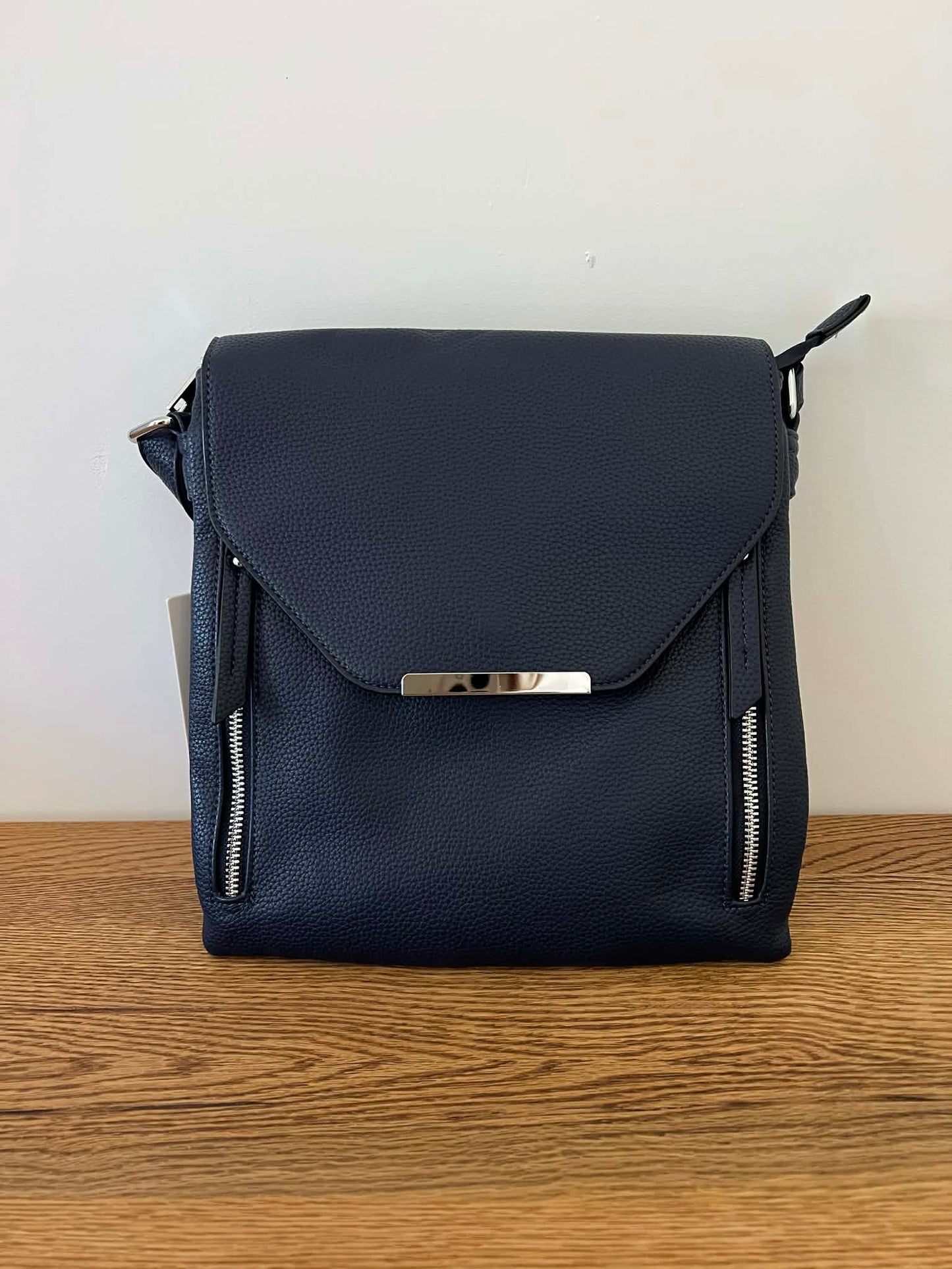 Navy Cross Body Bag - Silver detail