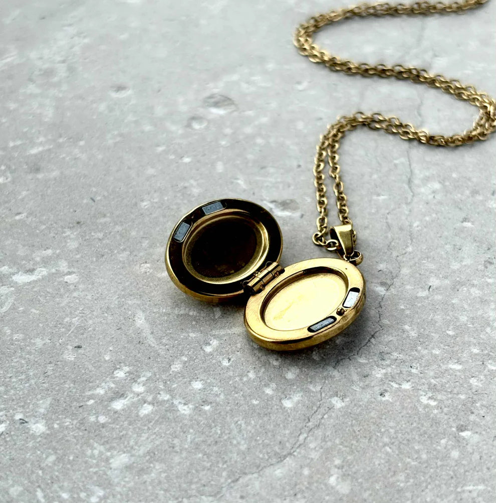 Tarnish Resistant Celestial Locket with Blue Moon