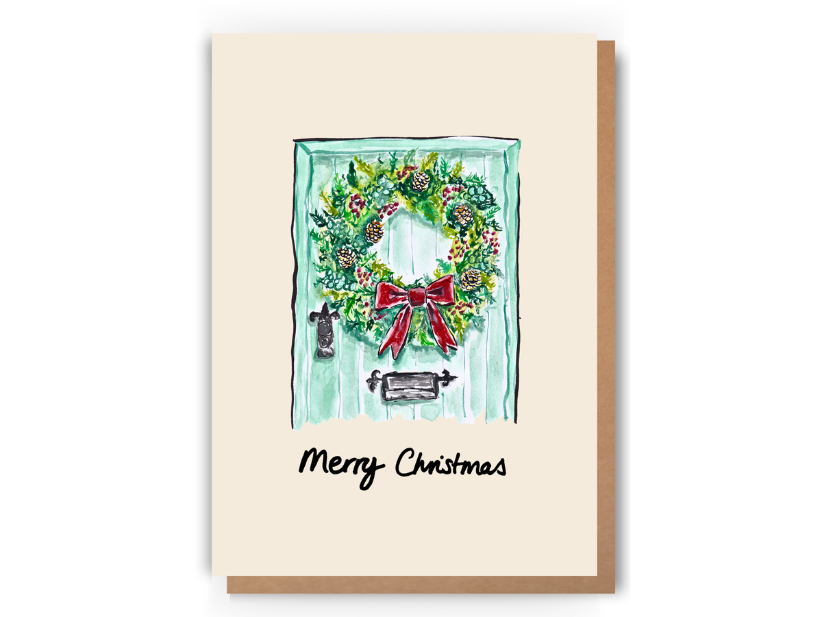 Merry Christmas Wreath Card - Original Watercolour Artwork