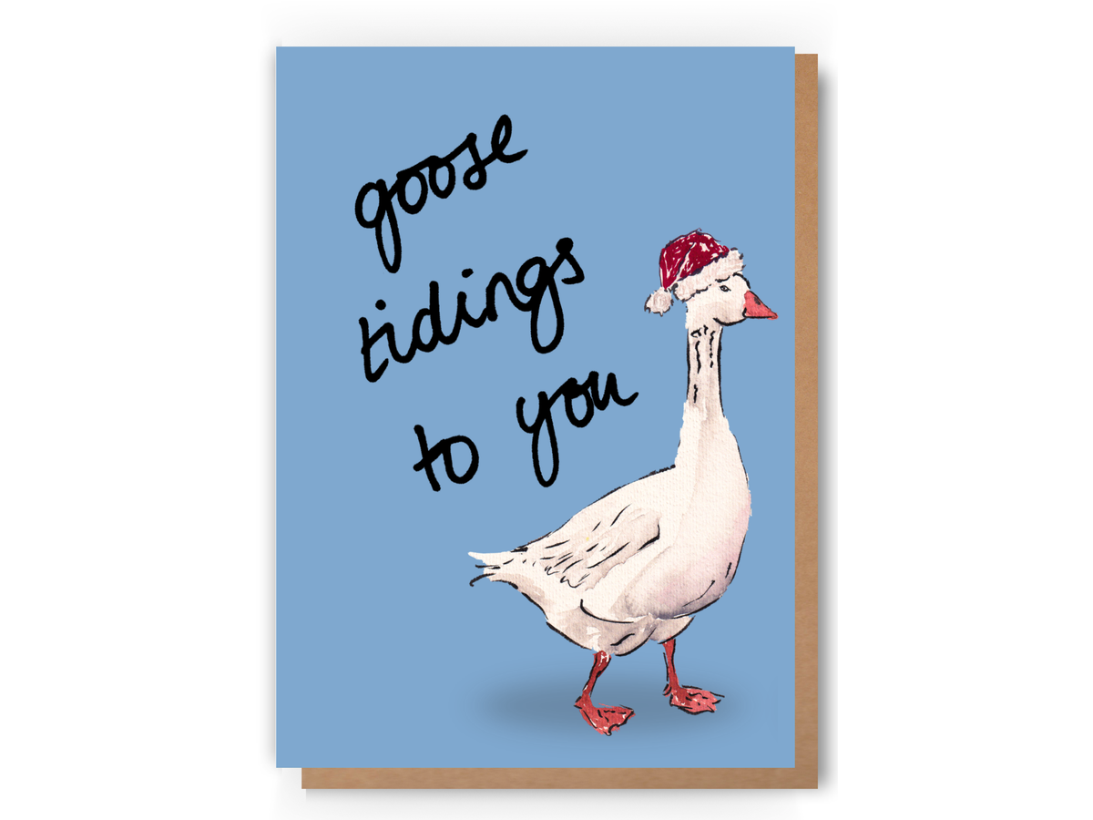 Goose Tidings To You Christmas Card Hand-Painted Watercolour