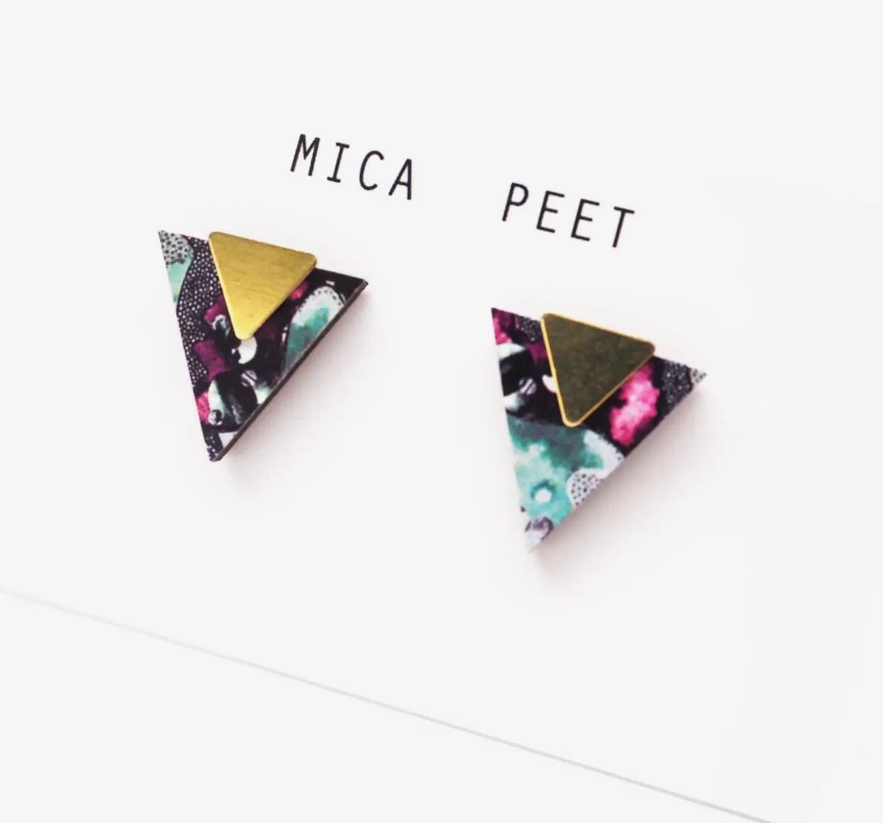 Geometric Triangle Stud Earrings - Blue