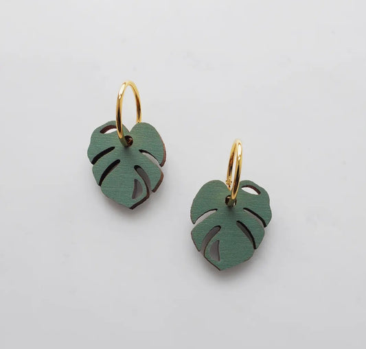 Colourful Monstera Hoop Cheese Plant Earrings
