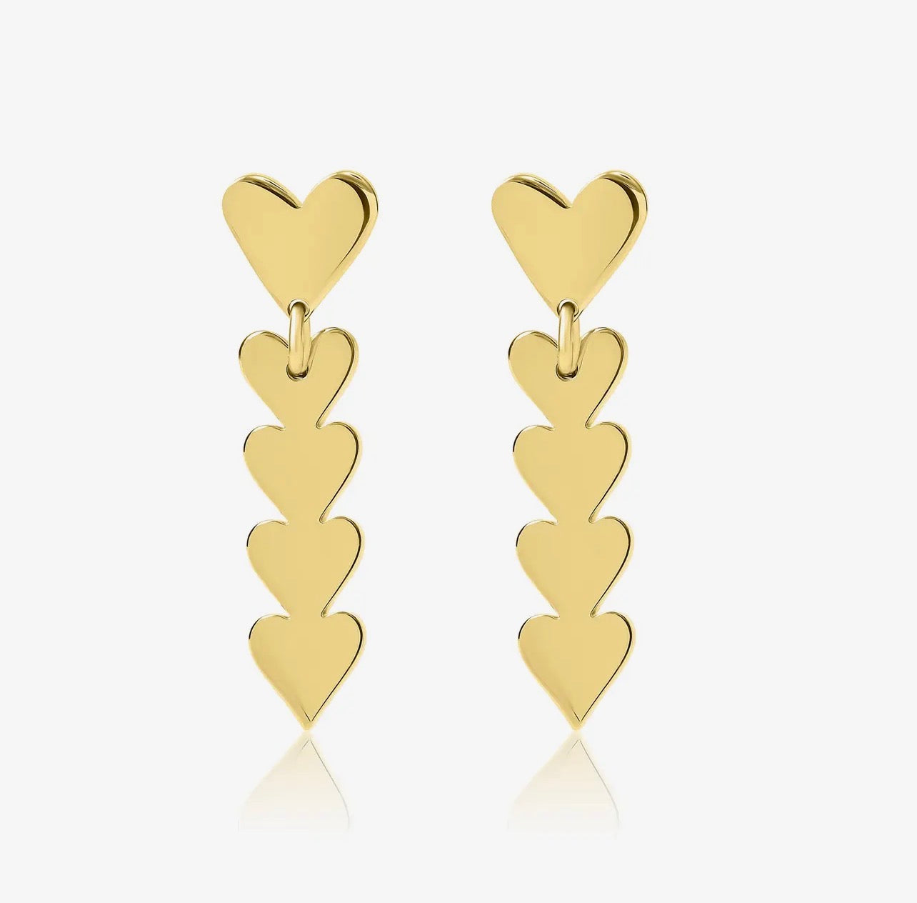 Drop Heart Studs in Gold