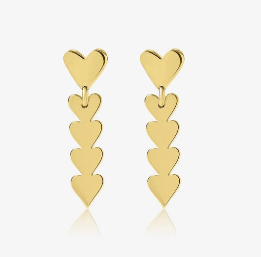 Drop Heart Studs in Gold
