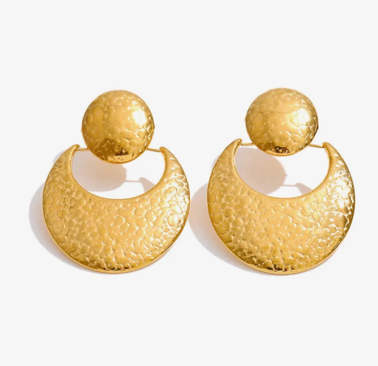 Statement Hammered Earrings - silver