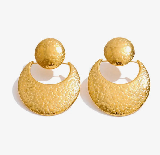 Statement Hammered Earrings - silver