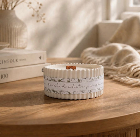 Frosted White Pumpkin Candle