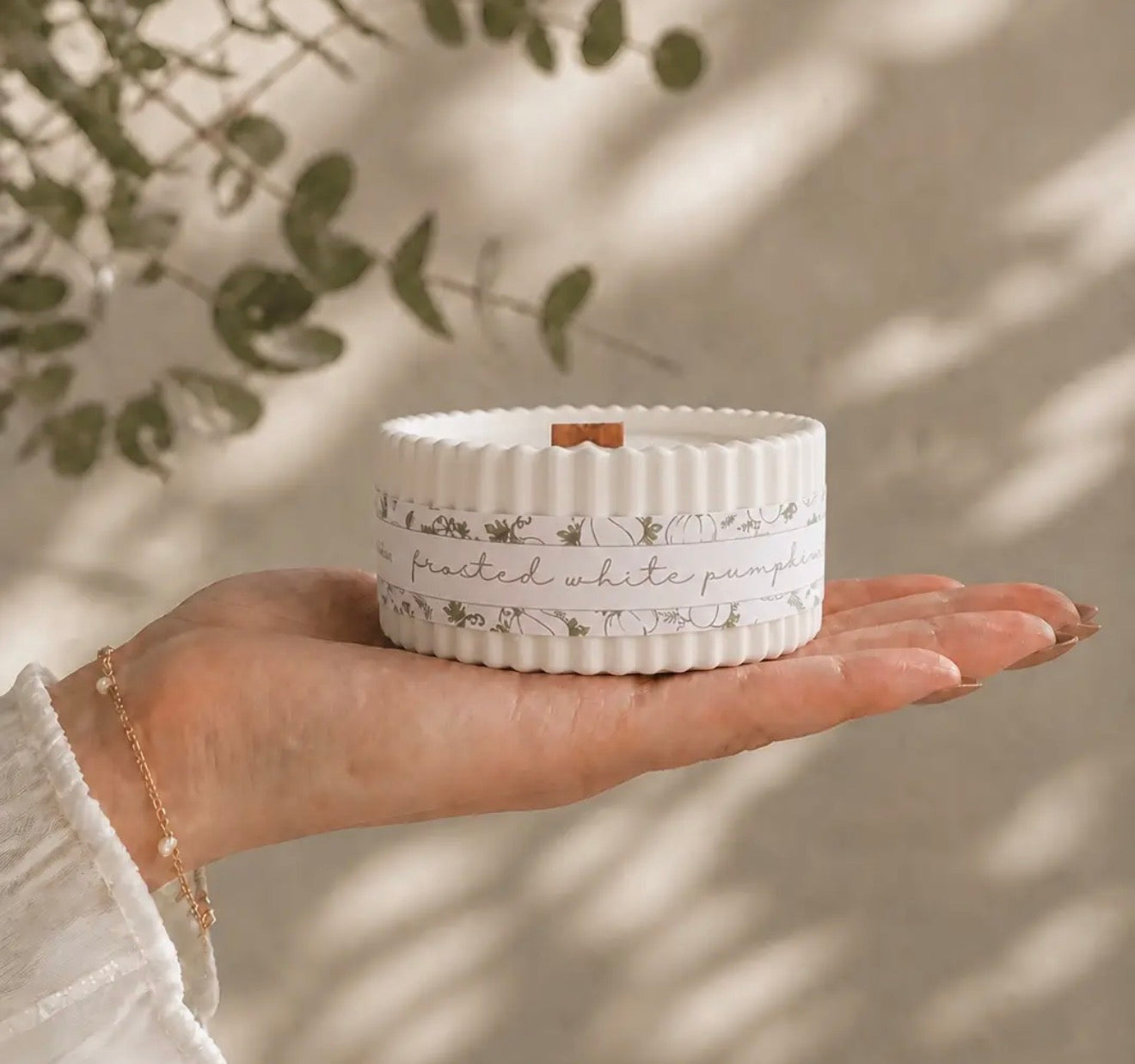 Frosted White Pumpkin Candle