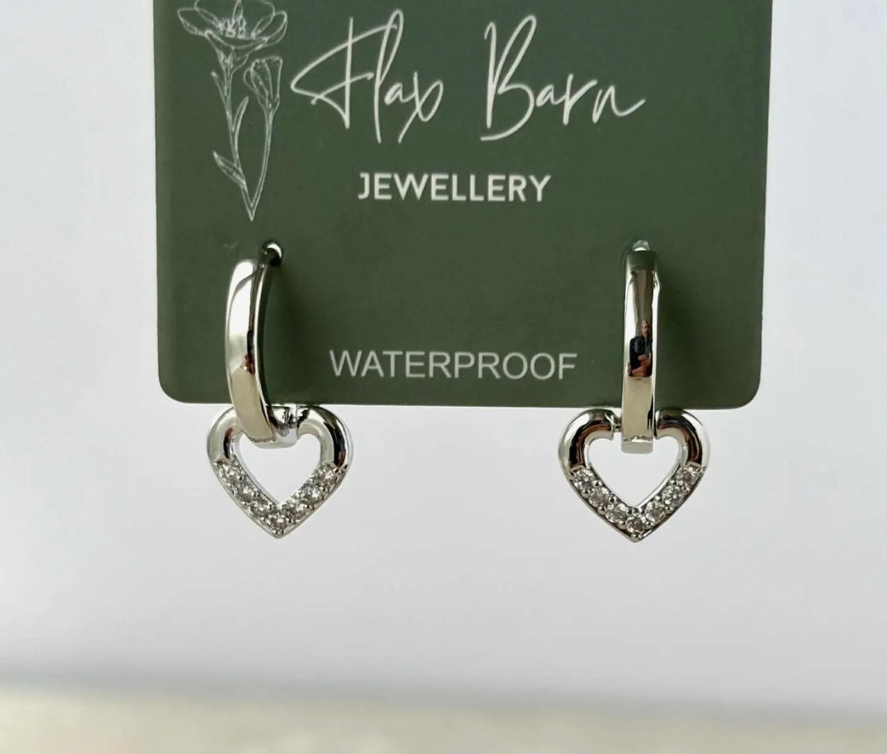 Tarnish Resistant Heart Zirconis Huggie Earrings Silver