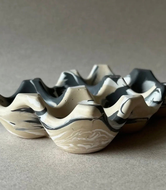 Stoneware Marbled Kitchen Egg Tray