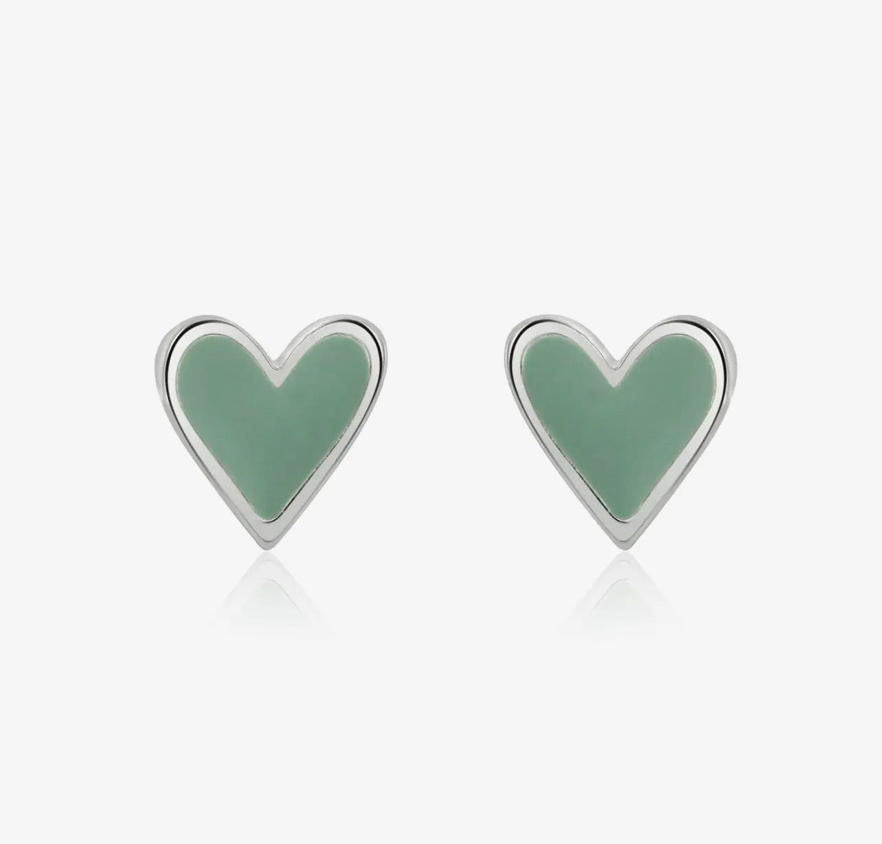 Mini Heart Studs with Mint Enamel