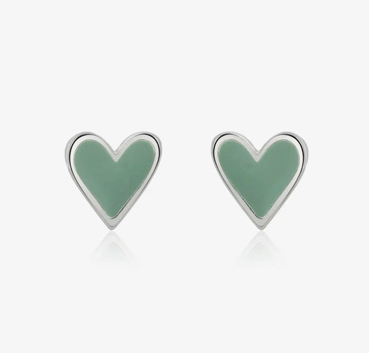 Mini Heart Studs with Mint Enamel