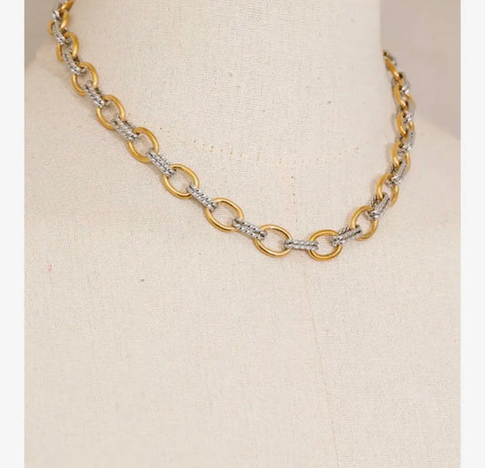Mixed metal chain link neckalce