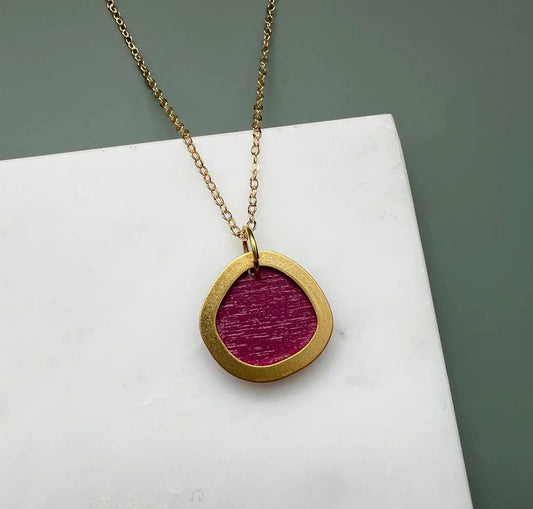 Raspberry Coloured Gold Pendant