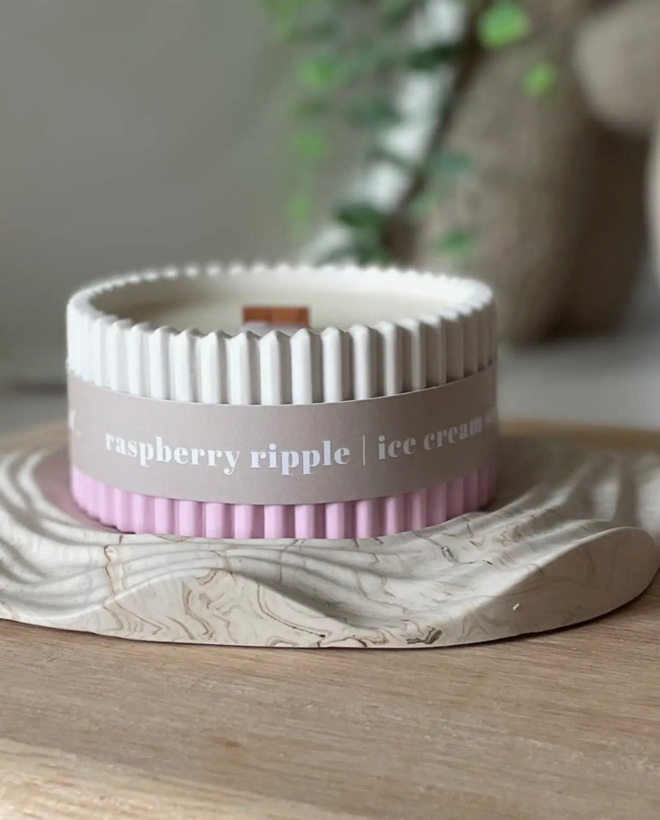 Raspberry Ripple Stoneware Soy Candle