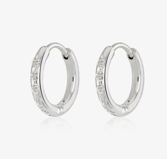 Silver Plated Huggie Earrings with Glitter Enamel