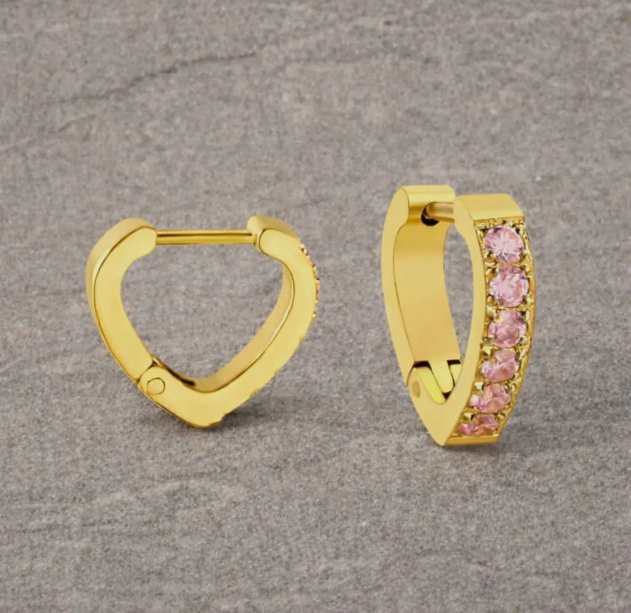 Tarnish Resistant Heart Shaped Huggies - 2 colour options