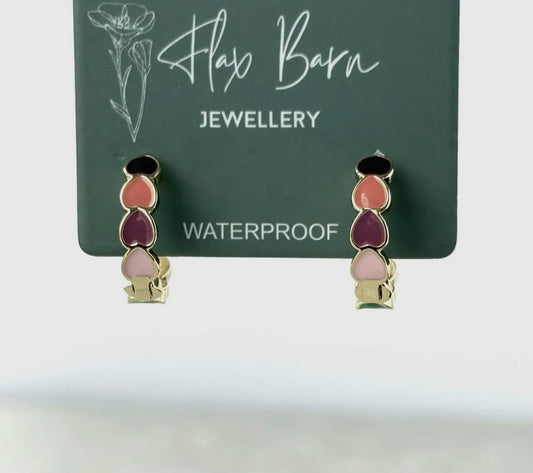 Tarnish Resistant Multi-colour Enamel Heart Earrings