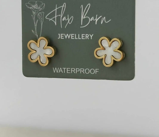 Tarnish Resistant Pearlescent Flower Stud