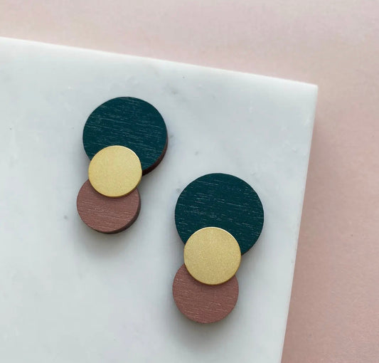 Teal and Pink.Colour Combo Circle Studs
