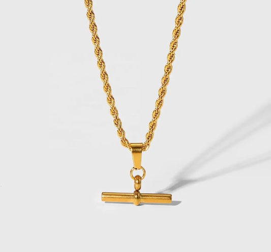 Twisted chain T bar Pendant Necklace