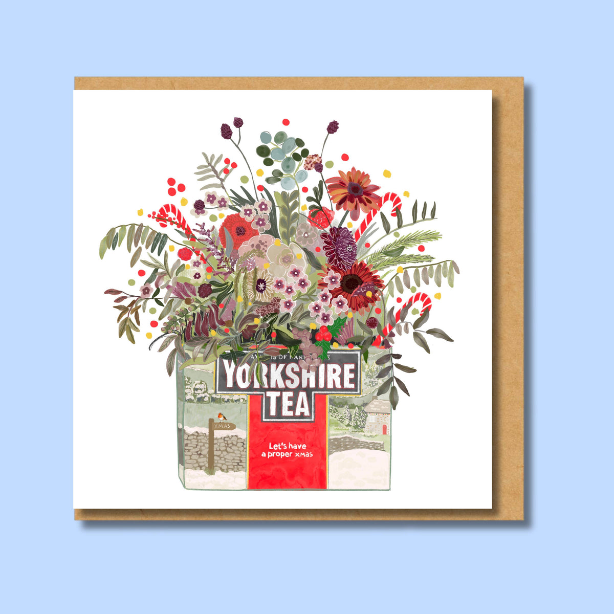 Yorkshire Tea Christmas Card | square | blank inside | matte