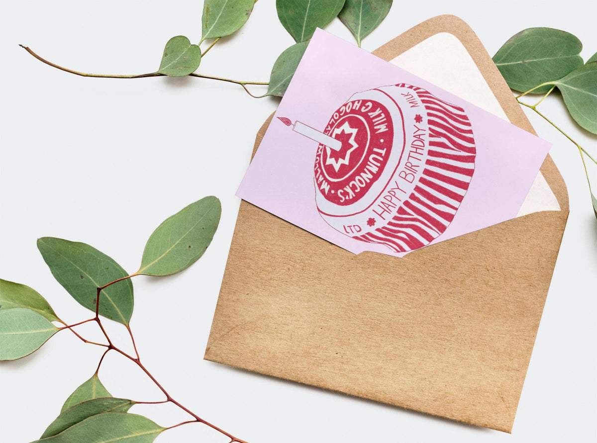 Tunnocks Tea Cake A6 Matte Birthday Card Funny Unique Illustration Handmade